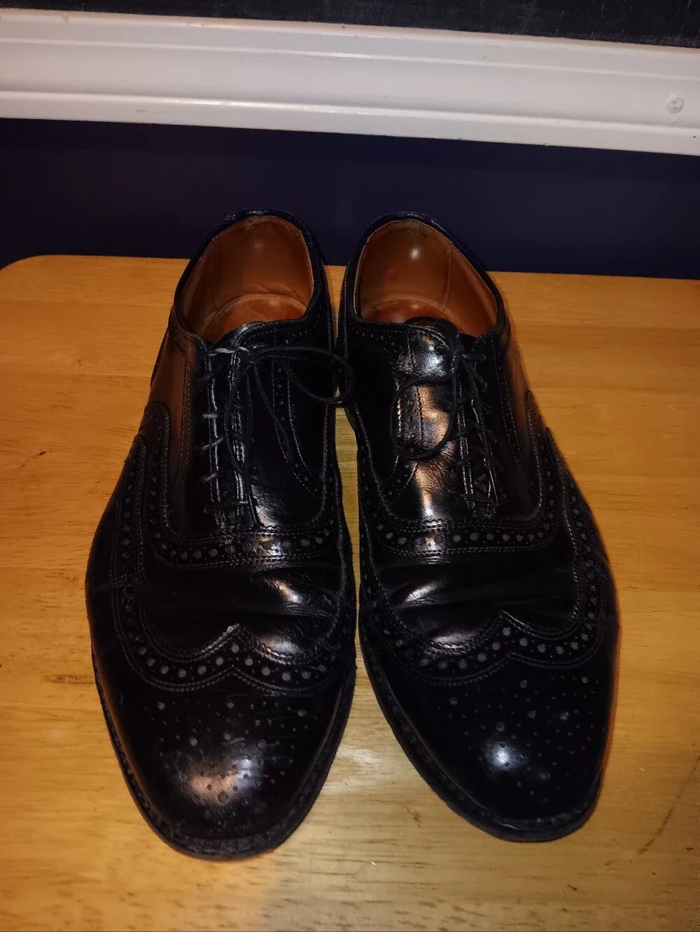 Allen Edmonds Fairhaven Black Leather Wingtip Dress Shoes Size 11